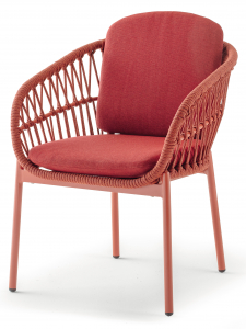 Кресло плетеное с подушками Grattoni Elba алюминий, роуп, олефин красный Фото 1