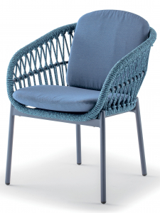 Кресло плетеное с подушками Grattoni Elba алюминий, роуп, олефин синий Фото 1