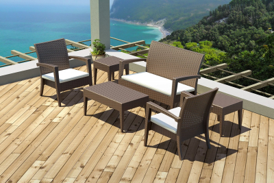 Комплект плетеных столиков для шезлонга Siesta Contract GT 1009 Set 4 стеклопластик коричневый Фото 8