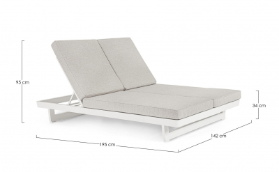 Лаунж-лежак двухместный Garden Relax Infinity алюминий, олефин белый, бежевый Фото 2