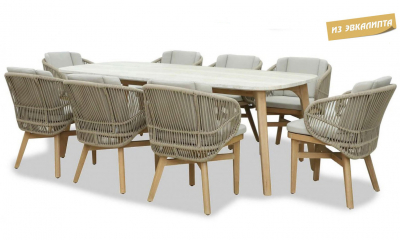 Комплект деревянной мебели Tagliamento Mali эвкалипт, алюминий, роуп, полиэстер натуральный Фото 1