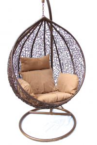 Кресло плетеное подвесное KVIMOL KM-0001 сталь, искусственный ротанг коричневый Фото 4