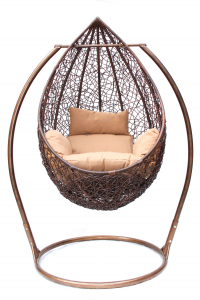 Кресло плетеное подвесное KVIMOL сталь, искусственный ротанг темно-коричневый Фото 2