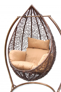 Кресло плетеное подвесное KVIMOL сталь, искусственный ротанг темно-коричневый Фото 3
