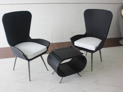 Комплект плетеной мебели KVIMOL КМ-0203 алюминий, искусственный ротанг черный, светло-бежевый Фото 2