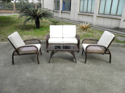 Комплект плетеной мебели KVIMOL КМ-0388 сталь, искусственный ротанг, стекло коричневый, светло-бежевый Фото 4