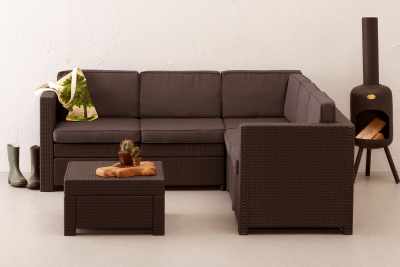 Комплект плетеной пластиковой мебели Provence w/o couch Keter пластик с имитацией плетения коричневый Фото 2