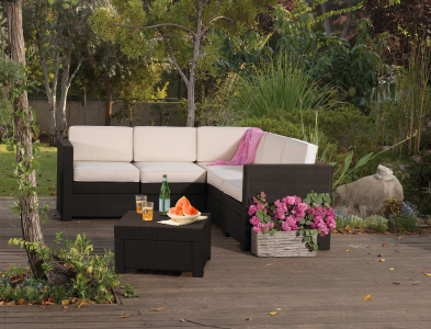 Комплект плетеной пластиковой мебели Provence w/o couch Keter пластик с имитацией плетения коричневый Фото 3