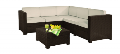 Комплект плетеной пластиковой мебели Provence w/o couch Keter пластик с имитацией плетения коричневый Фото 6