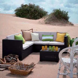 Комплект плетеной пластиковой мебели Provence w/o couch Keter пластик с имитацией плетения коричневый Фото 1