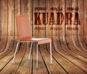 Стул офисный PEDRALI Kuadra сталь, восстановленная кожа темно-рыжий Фото 5