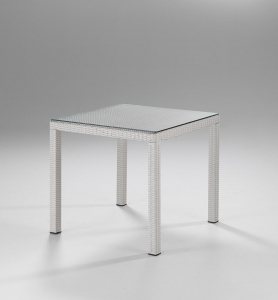 Стол плетеный со стеклом RosaDesign Linear алюминий, искусственный ротанг, закаленное стекло белый Фото 3