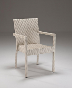 Кресло плетеное RosaDesign Linear алюминий, искусственный ротанг белый Фото 4