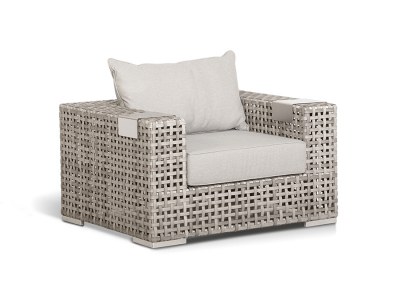 Кресло плетеное 4SIS Тито алюминий, искусственный ротанг, ткань серый Фото 2
