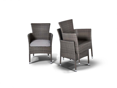 Кресло плетеное с подушкой 4SIS Терни искусственный ротанг, ткань серо-коричневый Фото 3