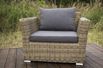 Кресло плетеное 4SIS Капучино алюминий, искусственный ротанг, ткань соломенный Фото 3