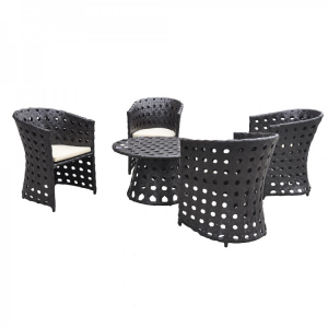 Обеденный комплект плетеной мебели KVIMOL KM-0009 алюминий, искусственный ротанг черный, бежевый Фото 3