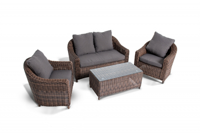 Комплект плетеной мебели 4SIS Кон Панна алюминий, искусственный ротанг, ткань коричневый Фото 3