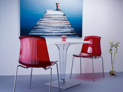 Комплект прозрачных стульев Siesta Contract Allegra Set 2 сталь, поликарбонат красный Фото 4