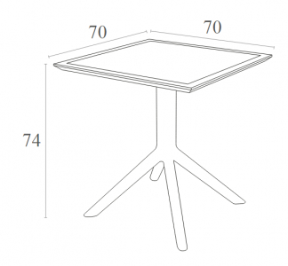 Стол пластиковый Siesta Contract Sky Table 70 сталь, пластик темно-серый Фото 2