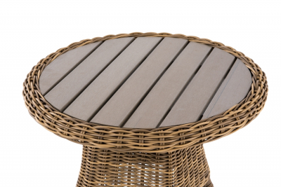 Столик плетеный кофейный 4SIS Равенна алюминий, искусственный ротанг, ДПК соломенный Фото 2