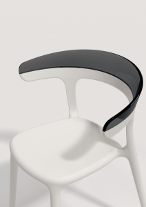 Кресло пластиковое PAPATYA Luna стеклопластик, поликарбонат белый, черный Фото 5