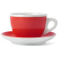 Кофейная пара для латте Ancap Verona Millecolori фарфор красный, деколь чашка, ручка, блюдце Фото 1