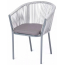Кресло плетеное с подушкой 4SIS Марсель алюминий, роуп, ткань белый, светло-серый Фото 2