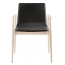 Кресло деревянное с обивкой PEDRALI Malmo ясень, натуральная кожа беленый ясень, черный Фото 1