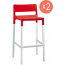 Комплект пластиковых барных стульев Scab Design Divo Set 2 анодированный алюминий, стеклопластик красный Фото 1