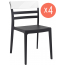 Комплект пластиковых стульев Siesta Contract Moon Set 4 стеклопластик, поликарбонат черный, прозрачный Фото 1