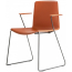 Кресло пластиковое на полозьях PEDRALI Tweet сталь, стеклопластик черный, оранжевый Фото 1
