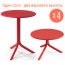 Комплект пластиковых столов Nardi Spritz + Spritz Mini Set 4 стеклопластик красный Фото 3