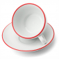 Кофейная пара для латте Ancap Verona Rims фарфор красный, ободок на чашке/блюдце Фото 3
