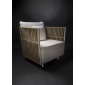 Кресло плетеное RosaDesign Gilda алюминий, роуп, ткань белый, песочный Фото 2