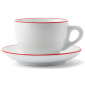 Кофейная пара для двойного капучино Ancap Verona Rims фарфор красный, ободок на чашке/блюдце Фото 1