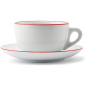 Кофейная пара для латте Ancap Verona Rims фарфор красный, ободок на чашке/блюдце Фото 1