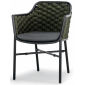 Кресло плетеное с подушкой Grattoni Panama алюминий, роуп, текстилен черный, темно-зеленый, черный Фото 1