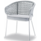 Кресло плетеное с подушкой Grattoni Atol алюминий, роуп, олефин белый, светло-серый Фото 1