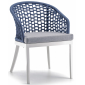 Кресло плетеное с подушкой Grattoni Kos алюминий, роуп, олефин белый, синий, светло-серый Фото 1