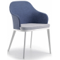 Кресло металлическое с обивкой Grattoni Lindos алюминий, текстилен, акрил белый, синий Фото 1