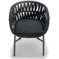 Кресло плетеное с подушкой Grattoni Tahiti алюминий, роуп, текстилен черный, темно-серый, черный Фото 6