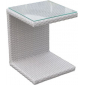 Столик плетеный со стеклом для лежака Skyline Design Miha алюминий, искусственный ротанг, закаленное стекло белый Фото 1