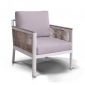 Кресло металлическое 4SIS Сан Ремо алюминий, канат, ткань белый, бежевый Фото 2