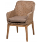 Кресло плетеное с подушкой Azzura Coco акация, сталь, искусственный ротанг тик, натуральный, бежевый Фото 1