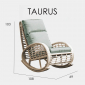 Кресло-качалка плетеное с подушками Skyline Design Taurus алюминий, искусственный ротанг, sunbrella черный, бежевый Фото 4