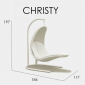 Кресло подвесное плетеное с подушкой Skyline Design Christy алюминий, искусственный ротанг, sunbrella белый, бежевый Фото 4