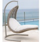 Кресло подвесное плетеное с подушкой Skyline Design Christy алюминий, искусственный ротанг, sunbrella серый, бежевый Фото 1