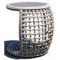 Столик плетеный со стеклом для лежака Skyline Design Dynasty алюминий, искусственный ротанг, закаленное стекло серый Фото 1