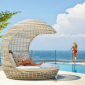 Лаунж-диван плетеный с подушками Skyline Design Cancun алюминий, искусственный ротанг, sunbrella белый, бежевый Фото 7